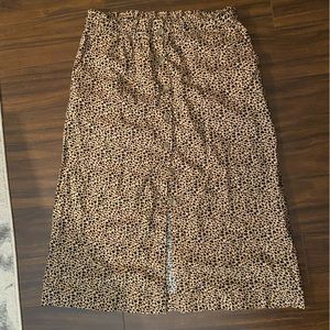 Leopard print linen button up skirt